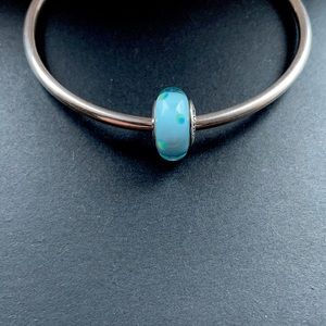 Pandora Murano Glass Teal Polka Dot charm style 790605